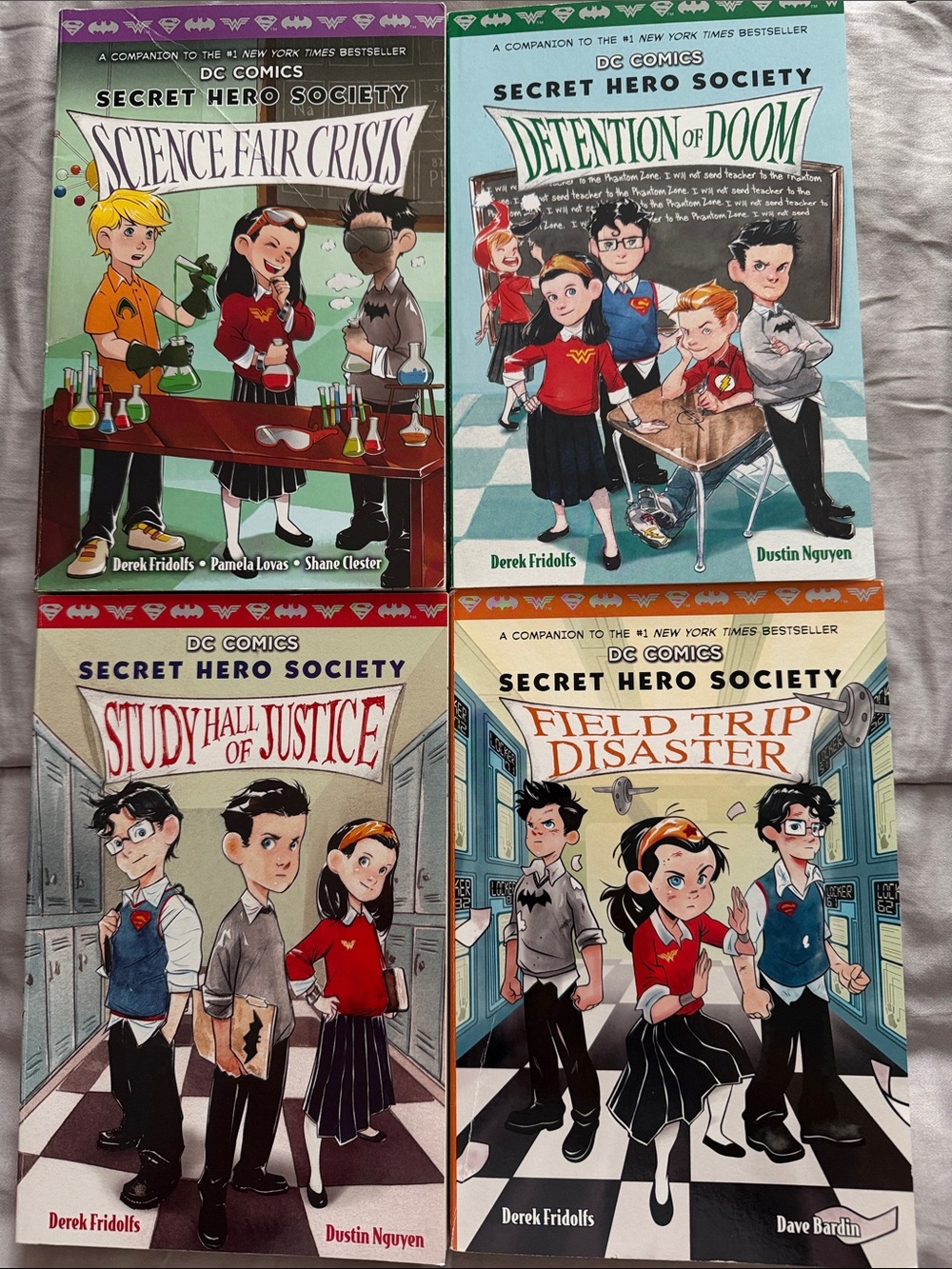 DC Comics Secret Hero Society Kids Book Set — Red, Blue, Green, Black, Cream